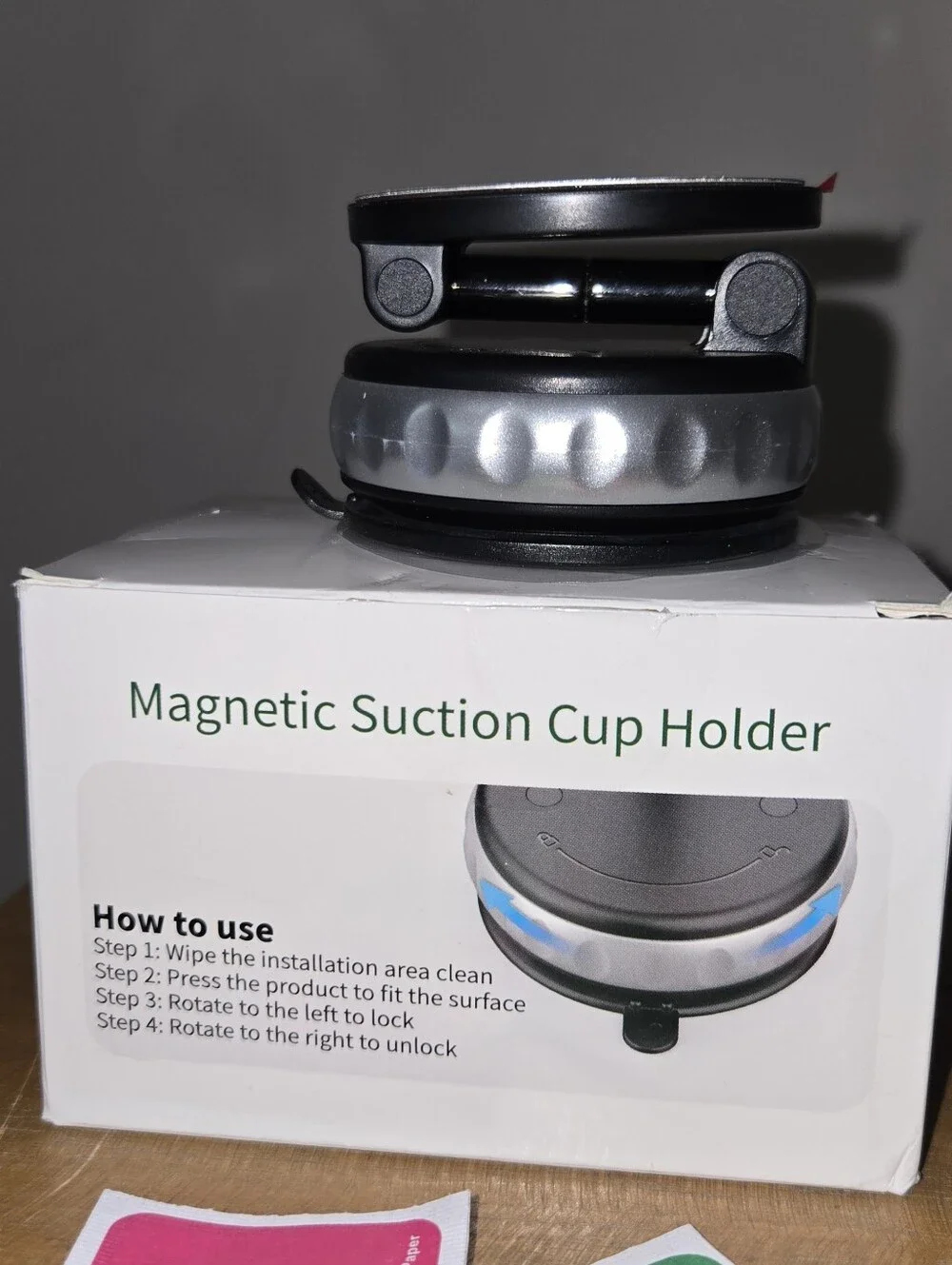 2 In The Box Magnetic Suction Cup Holder - Black & Silver